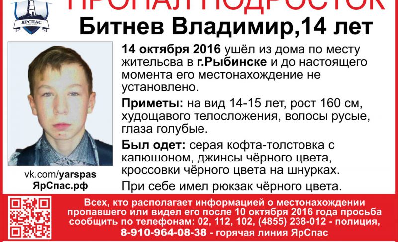 В Рыбинске ищут подростка
