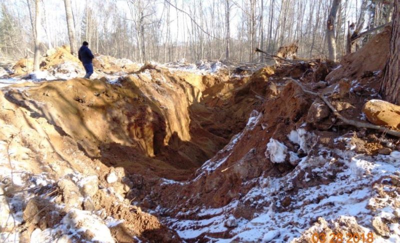 Экскаватор и большегруз: под Рыбинском «работал» «чёрный копатель»