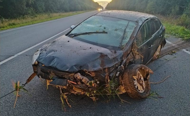 На дороге Ярославль — Рыбинск иномарка съехала в кювет. Водитель сбежал